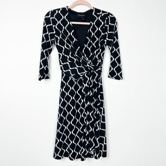 2/$30 White House Black Market Geometric Print Faux Wrap Dress 2 #A0040 - Picture 3 of 8